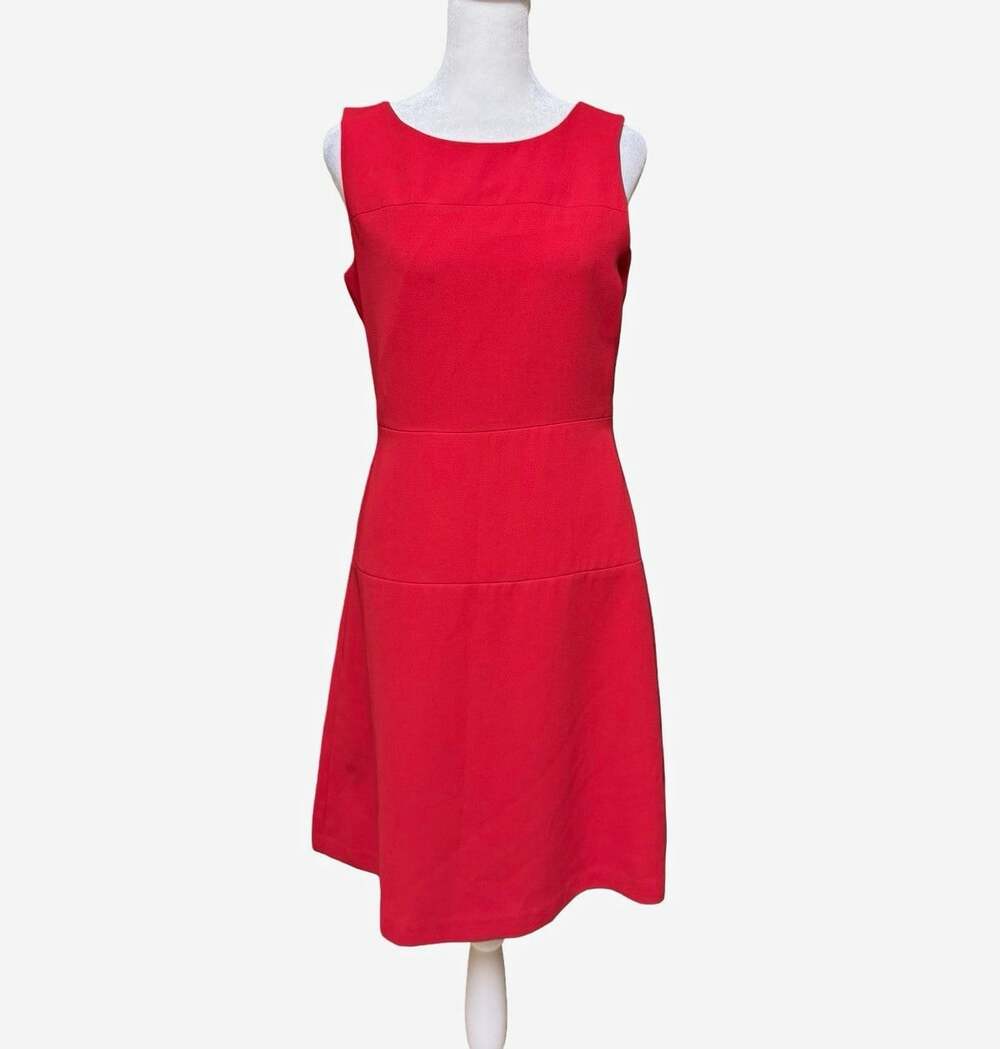 Banana Republic Red Fit & Flare A-Line Scoop Neck Dress Knee Length 4P